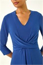 Royal Blue Stretch Crossover Midi Dress, Image 5 of 5