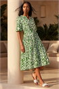 Green Petite Swirl Print Midi Dress , Image 1 of 4