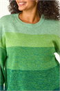 Green Curve Ombre Stripe Knit Jumper, Image 5 of 5