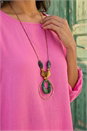 Cerise Necklace Frill Hem Tunic Top, Image 4 of 4