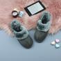 Grey AJVANI Grey Faux Fur Lined Slip On Memory Foam Mules Slippers, Image 3 of 5
