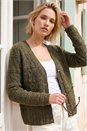 KHAKI Pointelle Knit Cardigan, Image 1 of 4