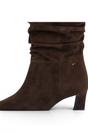Dark Brown Suede Mid-Calf Heeled Long Boots, Image 5 of 8