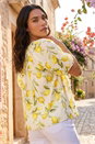 Yellow Lemon Print Tie Front Top, Image 3 of 4