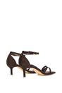Brown XY LONDON Brown 'Lea' Open Toe Strappy Low Kitten Heel Sandal Shoes, Image 3 of 6