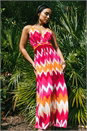 Fuchsia Petite Aztec Print V-Neck Maxi Dress, Image 7 of 7