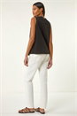 Black Broderie Vest Top, Image 3 of 5