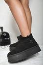 Black iKrush Black Debra Fur-lined Platform Ankle Boots, Image 2 of 3