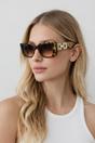 Brown Rectangle Cateye Side Detail Sunglasses In Leopard, Image 1 of 5