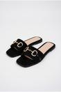 Black iKrush Black Bella Womens Rhinestone Horsebit Slide Sandals, Image 1 of 4