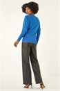 Blue Floral Sparkly Knit Jumper, Image 3 of 5