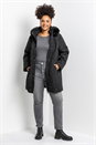 Black Curve Faux Fur Trim Hooded Parka Coat, Image 5 of 5