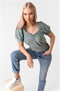 Sage Sweetheart Gathered Broderie Top, Image 5 of 5