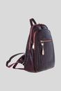 Wine Real Leather Backpack with Multiple Pockets and Gold-Tone Hardware, Image 4 of 4