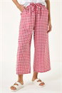 Red Gingham Tie Waist Cropped Trouser , Image 5 of 6