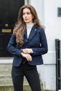 Navy Infinity Leather Navy Women's Navy Tweed Formal Blazer, Image 3 of 7