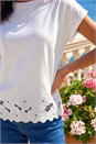 Ivory  Cut Out Hem Stretch Top, Image 5 of 5