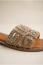 Gold iKrush Gold Pearl Geometric Rhinestone Embellished Sliders, Image 2 of 5