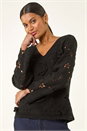 Black Crochet Floral Knit Jumper, Image 1 of 5