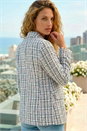 Multi  Check Frayed Edge Boucle Button Jacket, Image 3 of 4