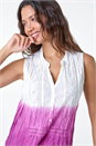 Purple Ombre Embroidered V-Neck Cotton Crinkle Blouse, Image 4 of 5
