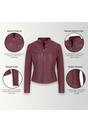 Burgundy Slim-Fit Leather Biker Jacket-Tulsa, Image 3 of 7