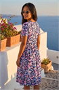 Navy  Petite Floral Pocket Midi Dress, Image 3 of 4