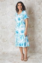 Aqua Floral Print Bias Cut Midi Dress , Image 2 of 3