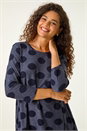 Navy  Textured Spot Swing Hem Tunic, Image 4 of 5
