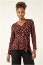 Orange Textured Crepe Tie Waist Top, Image 4 of 5