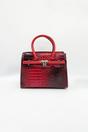 Burgundy Crocodile-Print Handbag, Image 3 of 5