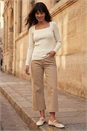Ivory Square Neck Ribbed Knit Top, Image 2 of 4