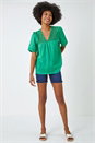 Emerald Lace Detail Cotton T-Shirt, Image 3 of 5