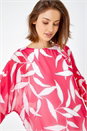 CERISE Leaf Print Chiffon Overlay Top, Image 1 of 5