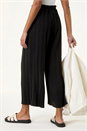 Black Pleated Wide Leg Culottes, Image 3 of 5