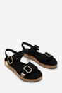 Black Iridia Double Buckle Low Wedge Sandal, Image 5 of 6