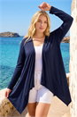 Navy Curve Waterfall Front Jersey Cardigan, Image 1 of 4