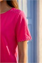 Pink Cotton Ric Rac Detail T-Shirt, Image 4 of 4