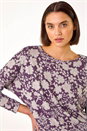 Pink Floral Banded Hem Snit Top, Image 4 of 5