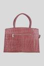 Rose Real Leather Structured Handbag with Detachable Strap, Image 3 of 4