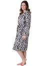 Multi Camille Lingerie Multi Supersoft Fleece Hooded Calf Length Bathrobe, Image 2 of 4