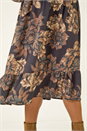 Brown Curve Floral Print Midi Dress, Image 5 of 5