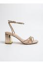 Gold iKrush Gold Cordelia Rhinestone Strap Block Heel Sandals, Image 1 of 5