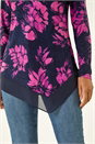 PINK Floral Jacquard Chiffon Hem Top, Image 5 of 5