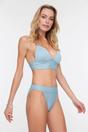 Blue WOVCOR Blue Textured Regular Waist Bikini Bottom with Minimal High Leg Fit, Image 1 of 4