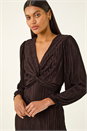 Chocolate Plisse Twist Front Midi Dress, Image 4 of 5