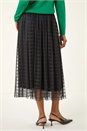 Black Geometric Mesh Overlay Skirt, Image 4 of 7