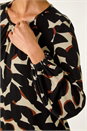 Black Abstract Print Textured Top, Image 5 of 5