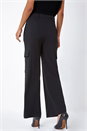 Black Smart Wide Leg Cargo Stretch Trouser, Image 3 of 5