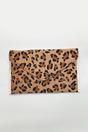 Brown SVNX Brown Leopard Envelope Clutch Bag, Image 1 of 1